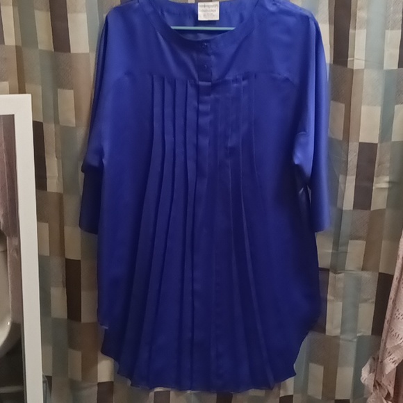 Contemporary Collection purple pleated front quarter sleeve blouse Sz Lrg 16/18 - Picture 4 of 4